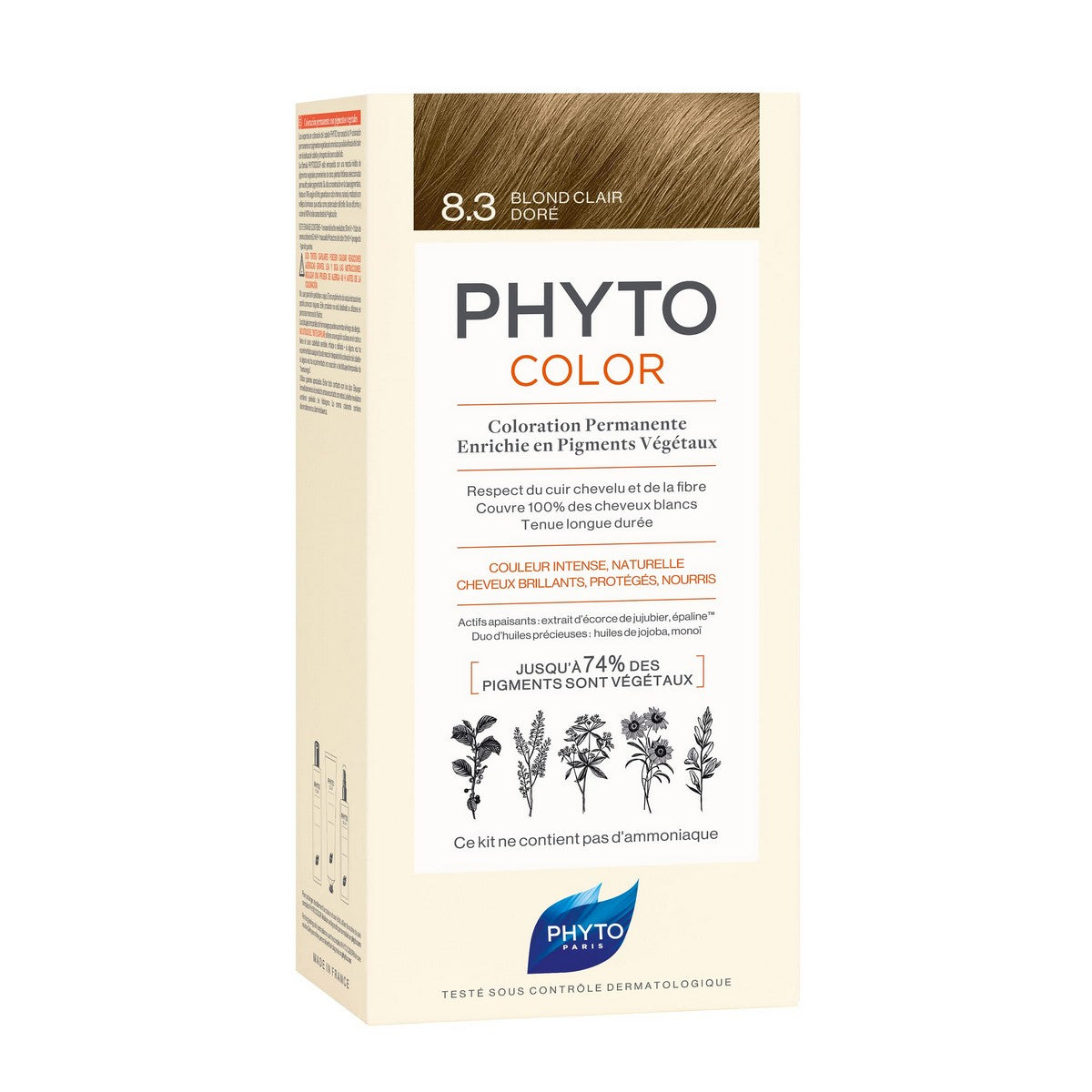 Permanent Colour Phyto Paris Color 8.3-light golden blonde 3 Pieces.