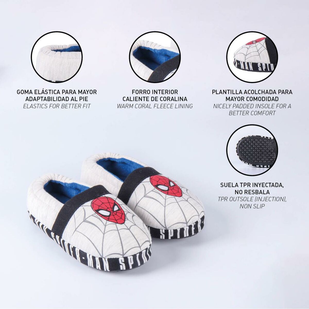 House Slippers Spider-Man Light grey.