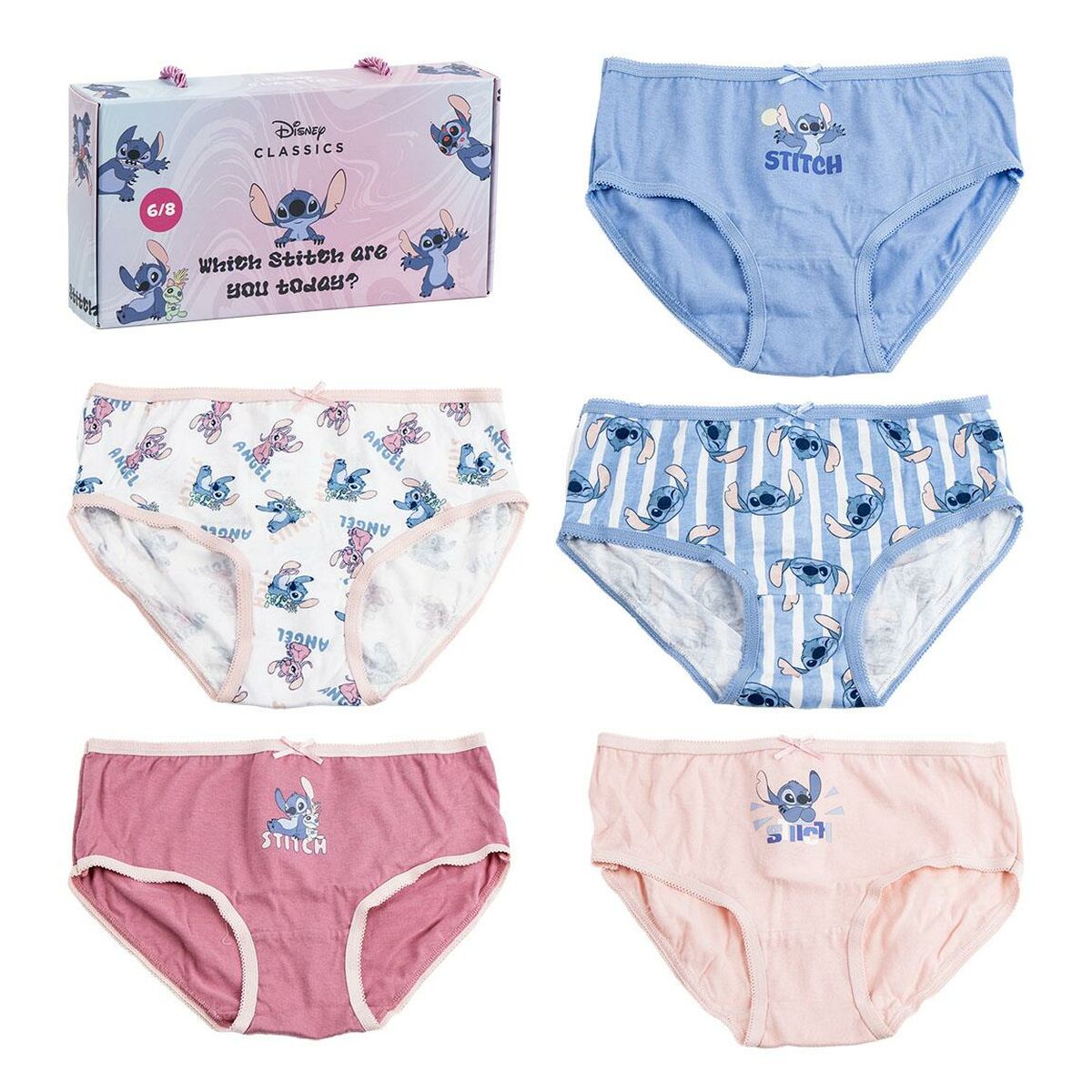 Pack of Girls Knickers Stitch Multicolour 5 Units.