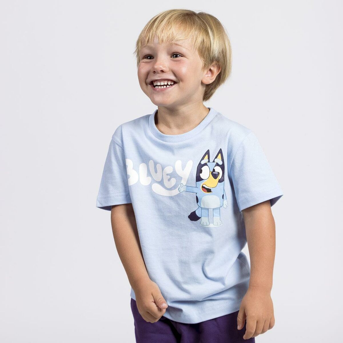 Child's Short Sleeve T-Shirt Bluey Light Blue.