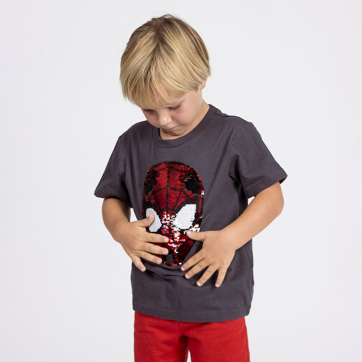 Child's Short Sleeve T-Shirt Spider-Man Dark grey.