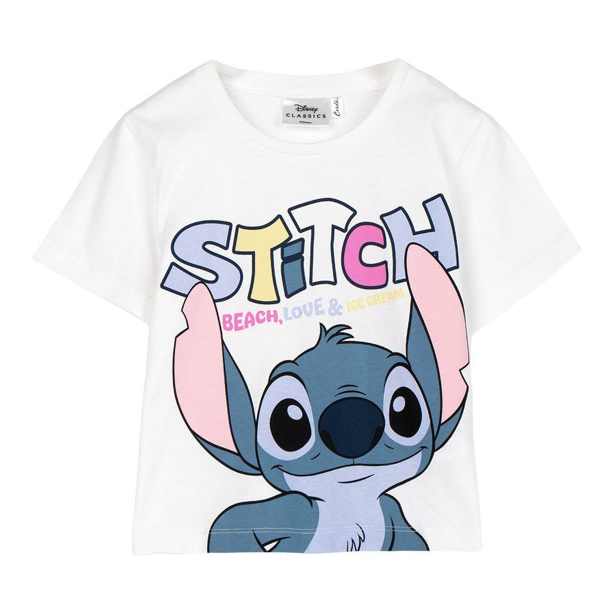 Child's Short Sleeve T-Shirt Stitch White.