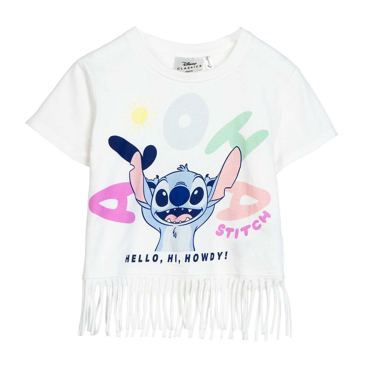 Child's Short Sleeve T-Shirt Stitch White.