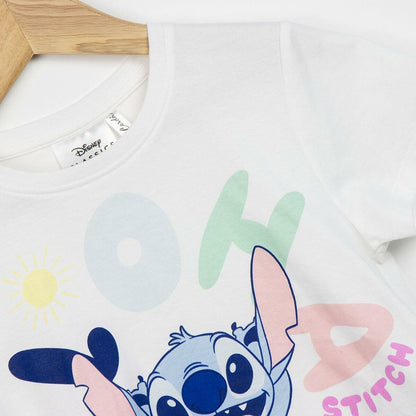 Child's Short Sleeve T-Shirt Stitch White.