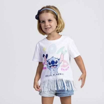 Child's Short Sleeve T-Shirt Stitch White.