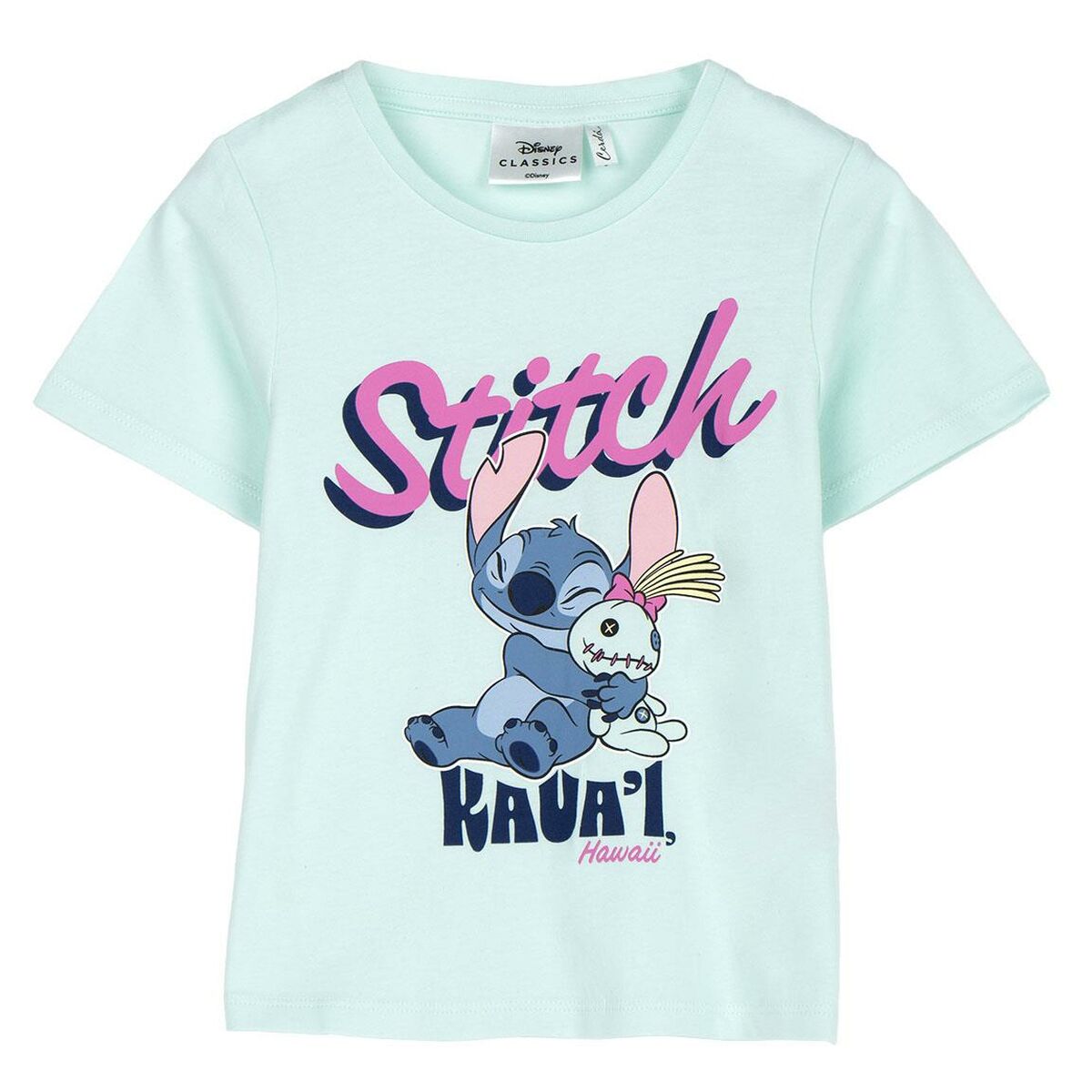 Child's Short Sleeve T-Shirt Stitch Turquoise.