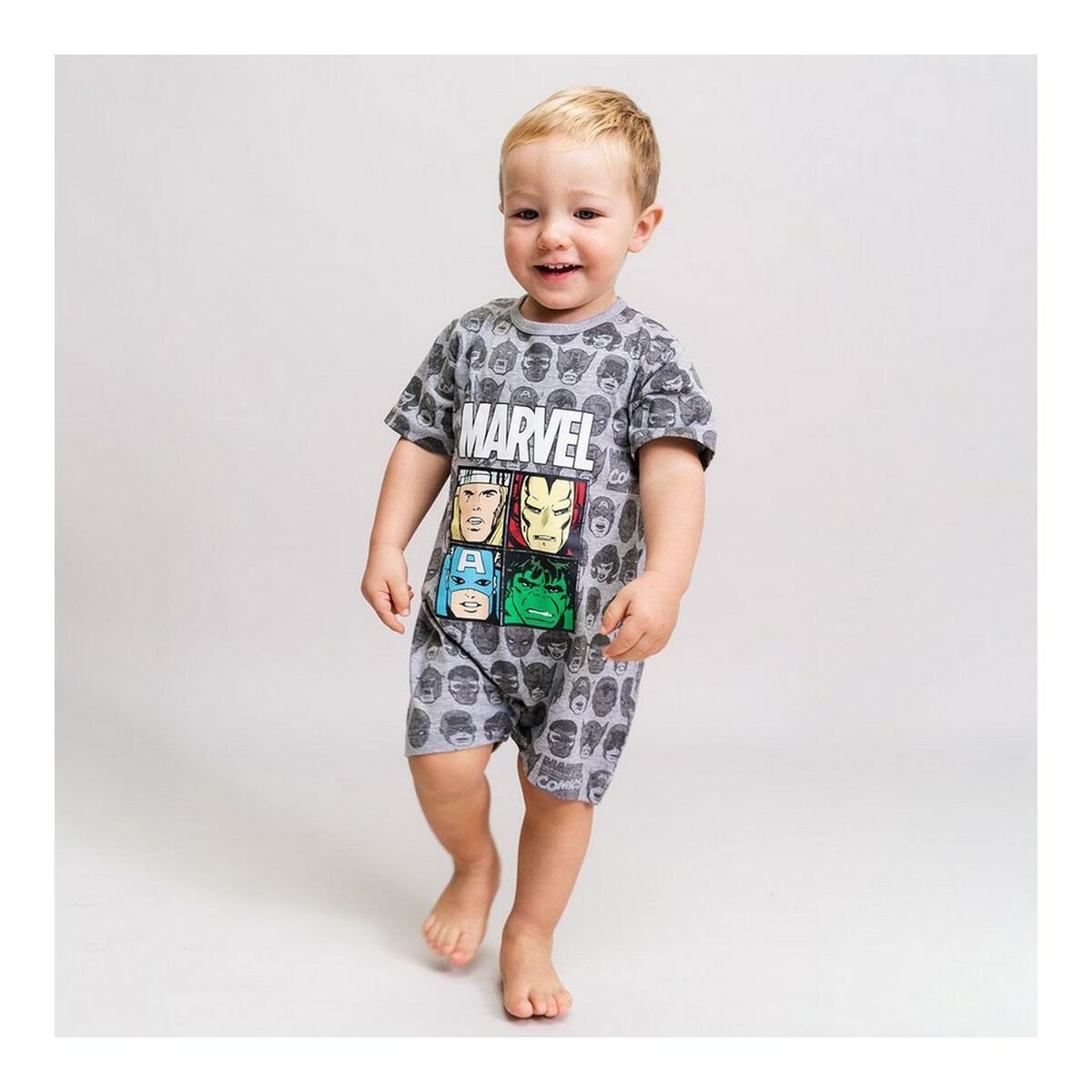 Baby's Short - sleeved Romper Suit Marvel Grey - MES49