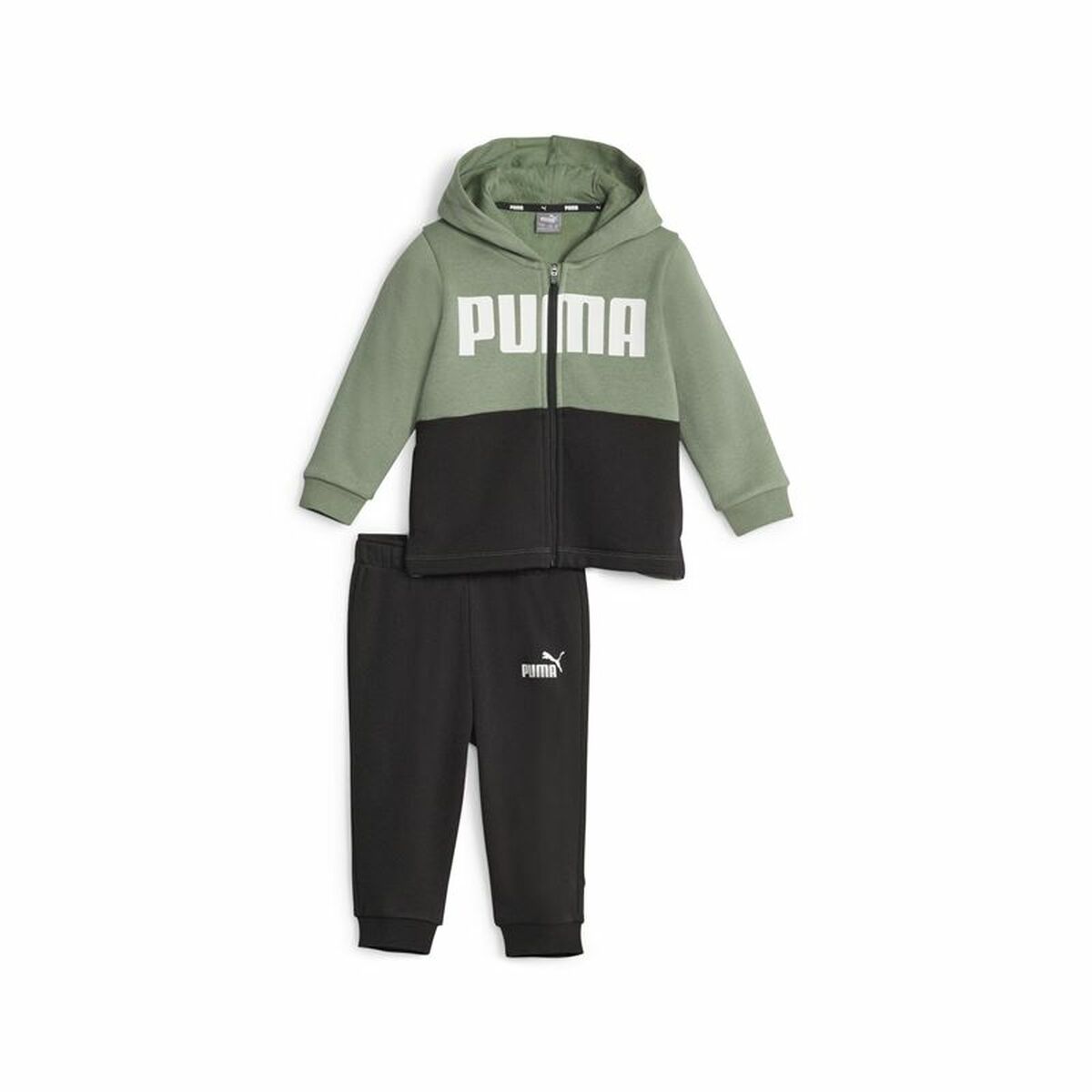 Baby's Tracksuit Puma Minicats Colorblockk Black Green - MES49