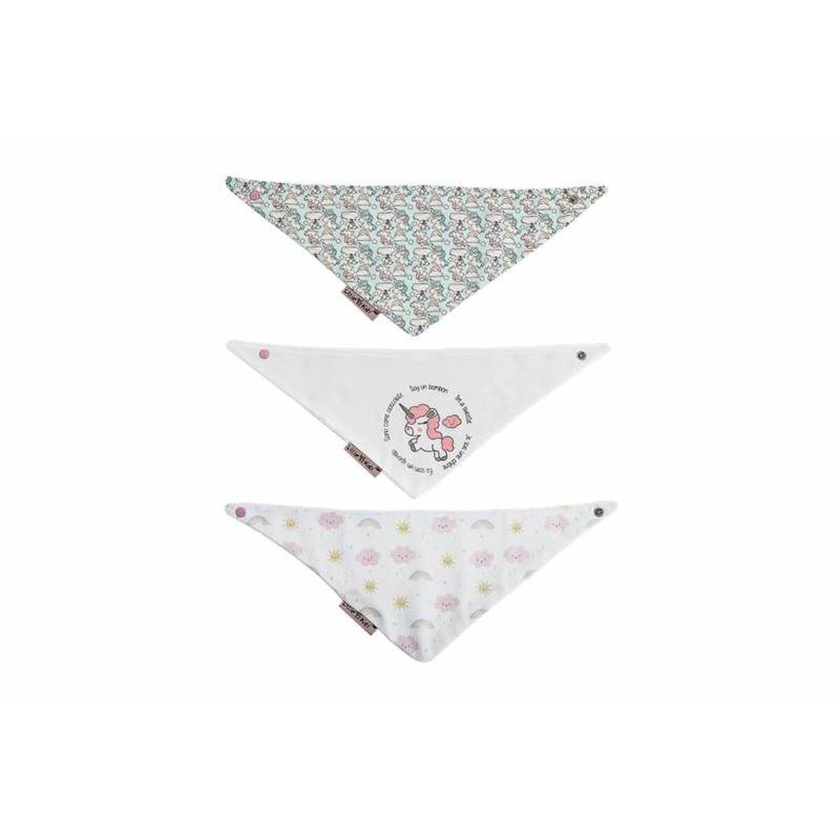 Bib Set Unicorn 42 x 16 cm 3 Pieces - MES49