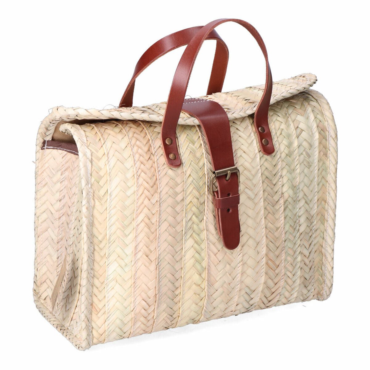 Briefcase EDM Milan 32 x 26 cm Palm leaf Buckle Leather - MES49