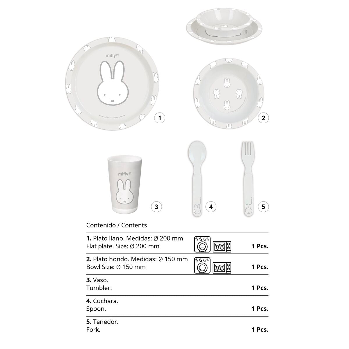 Children's dish set Miffy Niebla (5 Pieces) - MES49