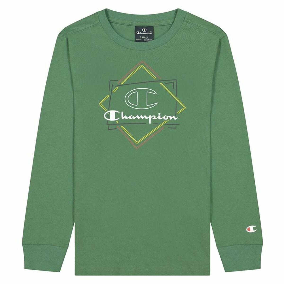 Children’s Long Sleeve T-shirt Champion Athletic Crewneck Green - MES49