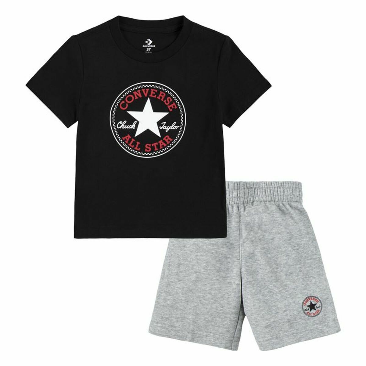 Children's Sports Outfit Converse Core Tee Ft Short Black Grey Babies - MES49