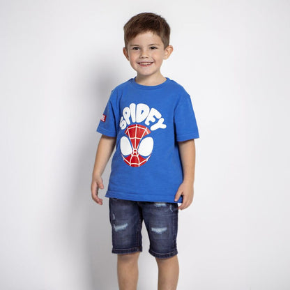 Child's Short Sleeve T-Shirt Spidey Blue - MES49