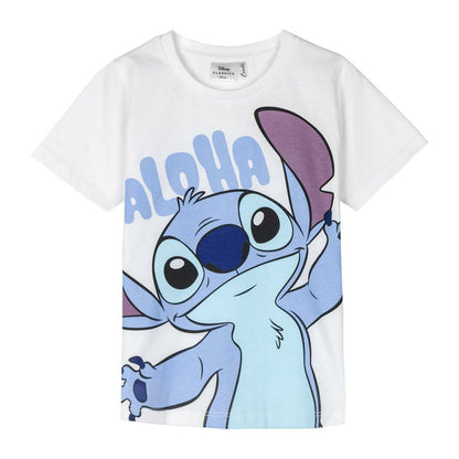 Child's Short Sleeve T-Shirt Stitch White - MES49