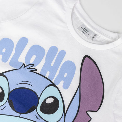 Child's Short Sleeve T-Shirt Stitch White - MES49