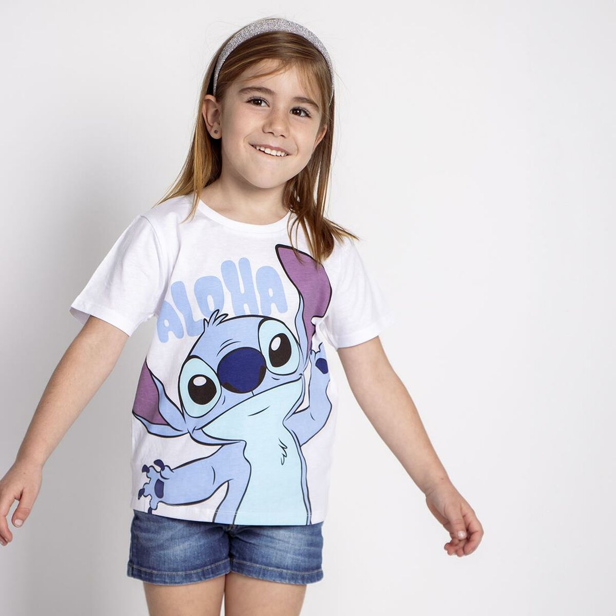 Child's Short Sleeve T-Shirt Stitch White - MES49