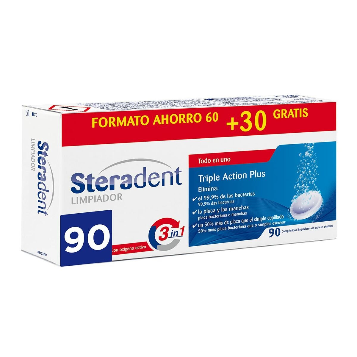 Cleaning Tablets for Dentures Steradent Triple Acción 90Units - MES49