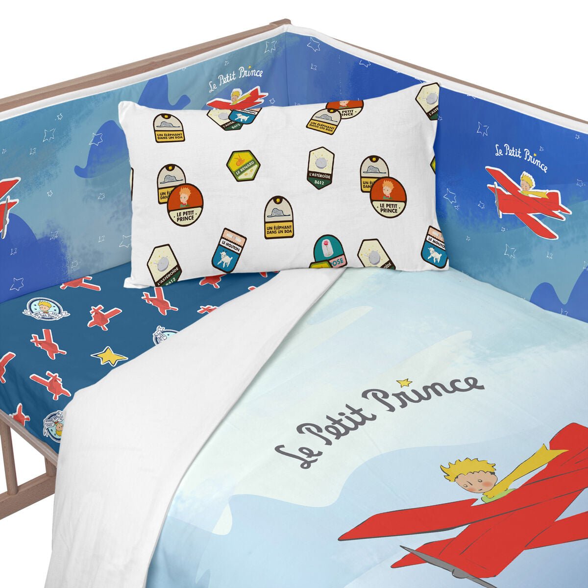 Cot protector HappyFriday Le Petit Prince Son avion Multicolour 210 x 40 cm - MES49