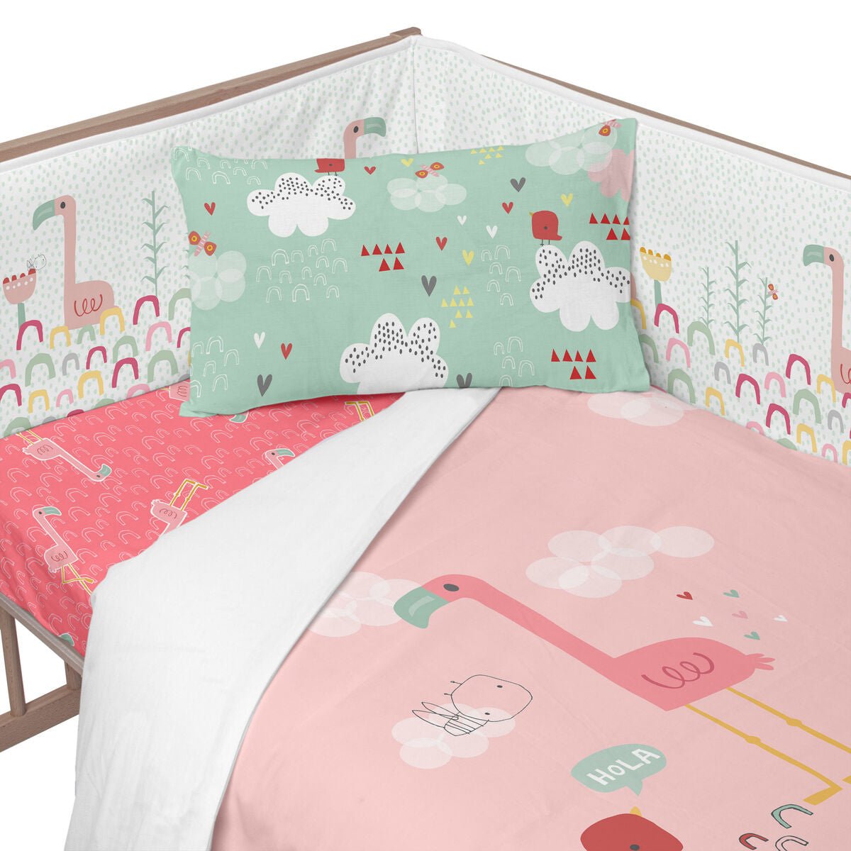 Cot protector HappyFriday Moshi Moshi Hola Multicolour 210 x 40 cm - MES49