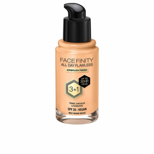 Crème Make - up Base Max Factor Face Finity All Day Flawless 3 - in - 1 Spf 20 Nº W62 Warm beige 30 ml - MES49