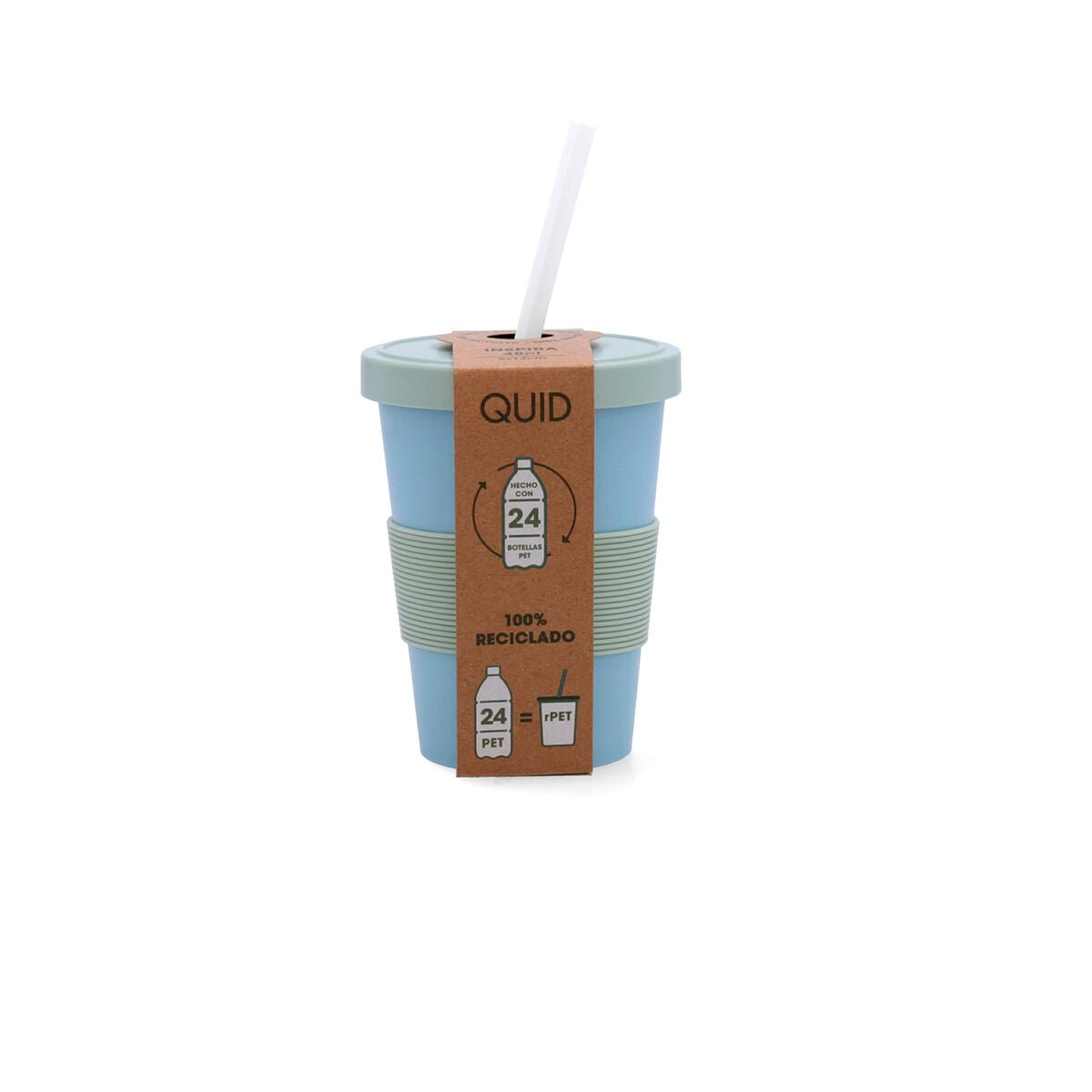 Cup with Straw Quid Inspira With lid 480 ml Blue Plastic (12 Units) - MES49