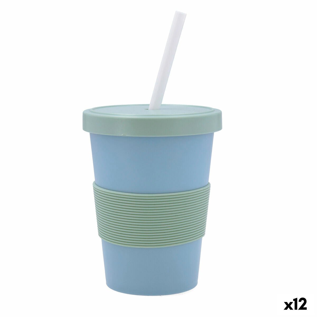 Cup with Straw Quid Inspira With lid 480 ml Blue Plastic (12 Units) - MES49