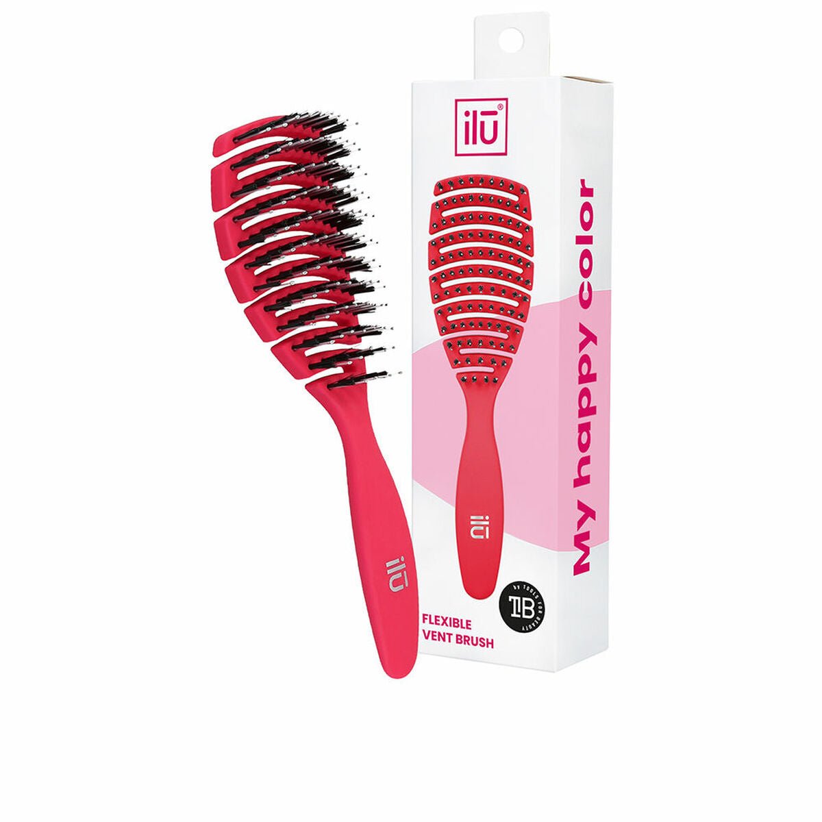 Detangling Hairbrush Ilū Flexible Vent Pink Rose - MES49