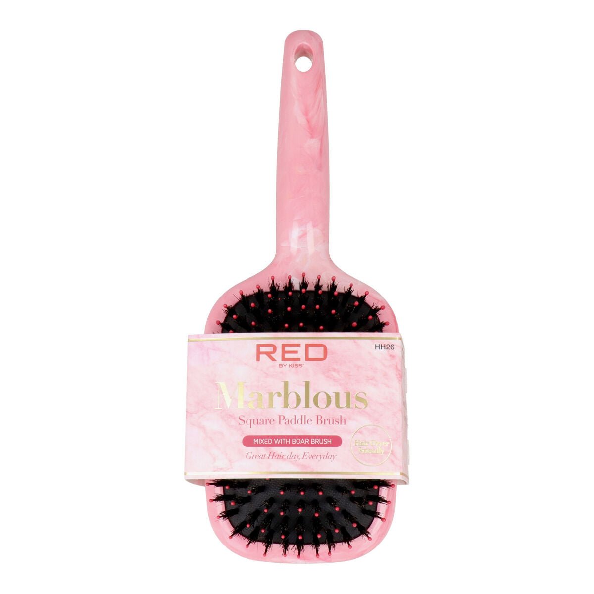 Detangling Hairbrush Red Kiss Kiss Marblous Pink Squared - MES49