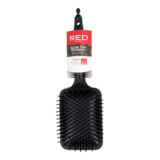 Detangling Hairbrush Red Kiss Kiss Rubberized Black Squared - MES49