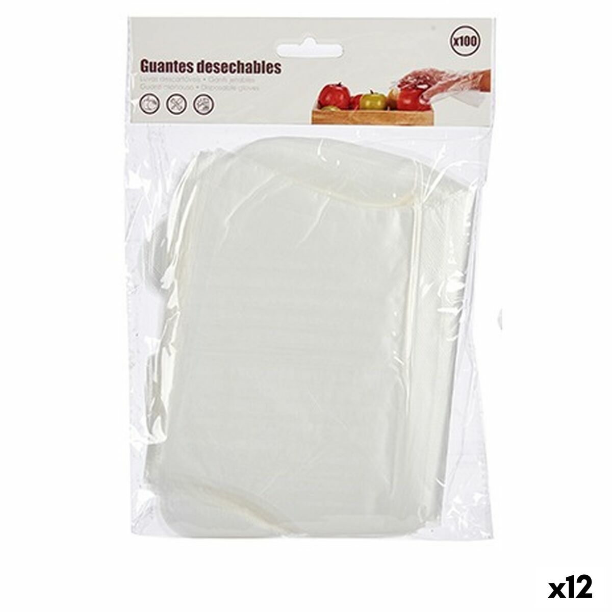 Disposable Gloves Set Transparent Plastic (12 Units) - MES49