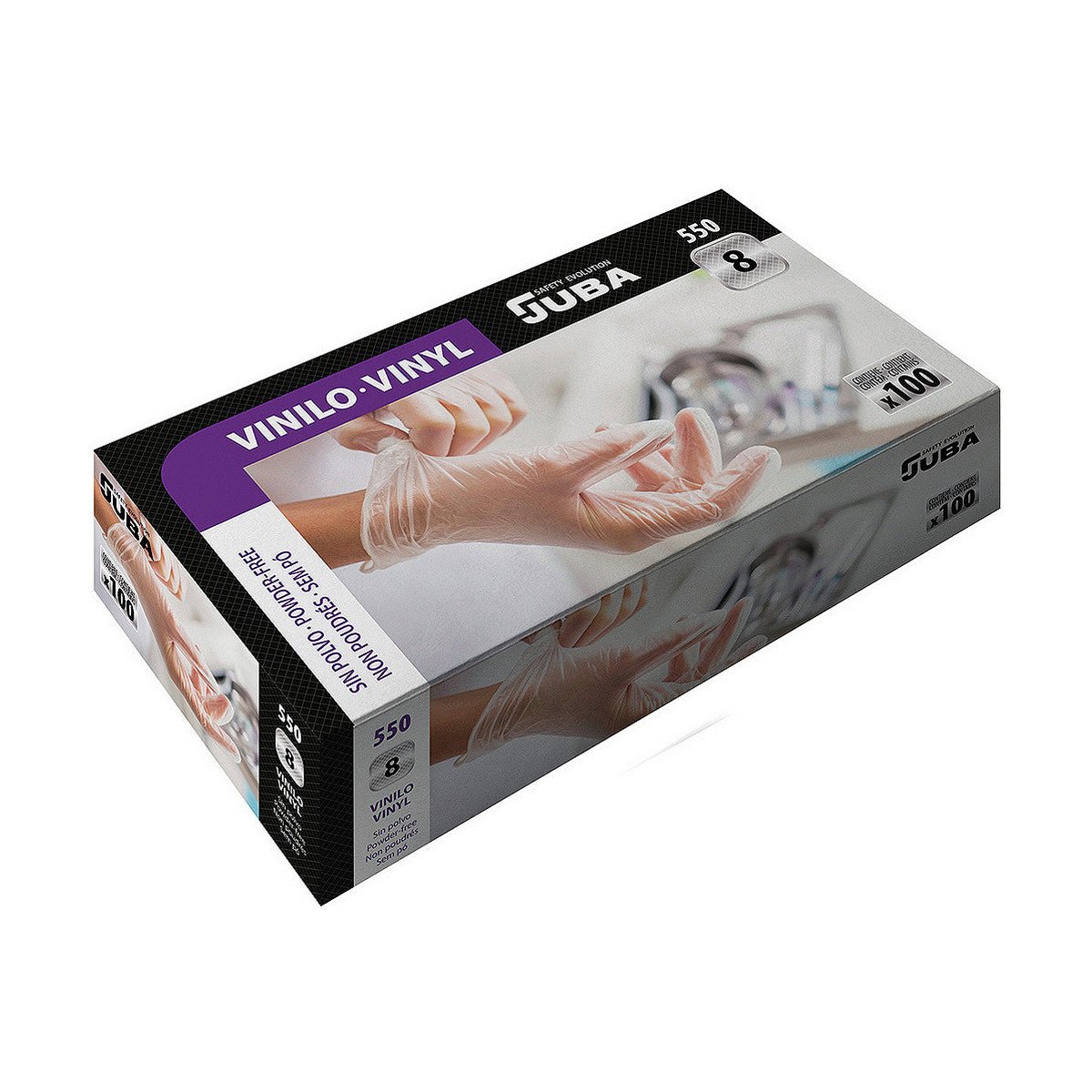 Disposable Vinyl Gloves JUBA 7 Box Powder - free (100 Units) - MES49